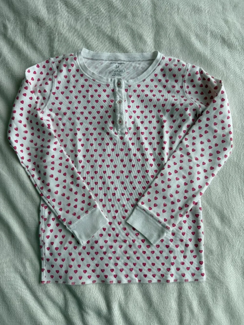 Girls Roller Rabbit Long Sleeve Hearts Pajama Top